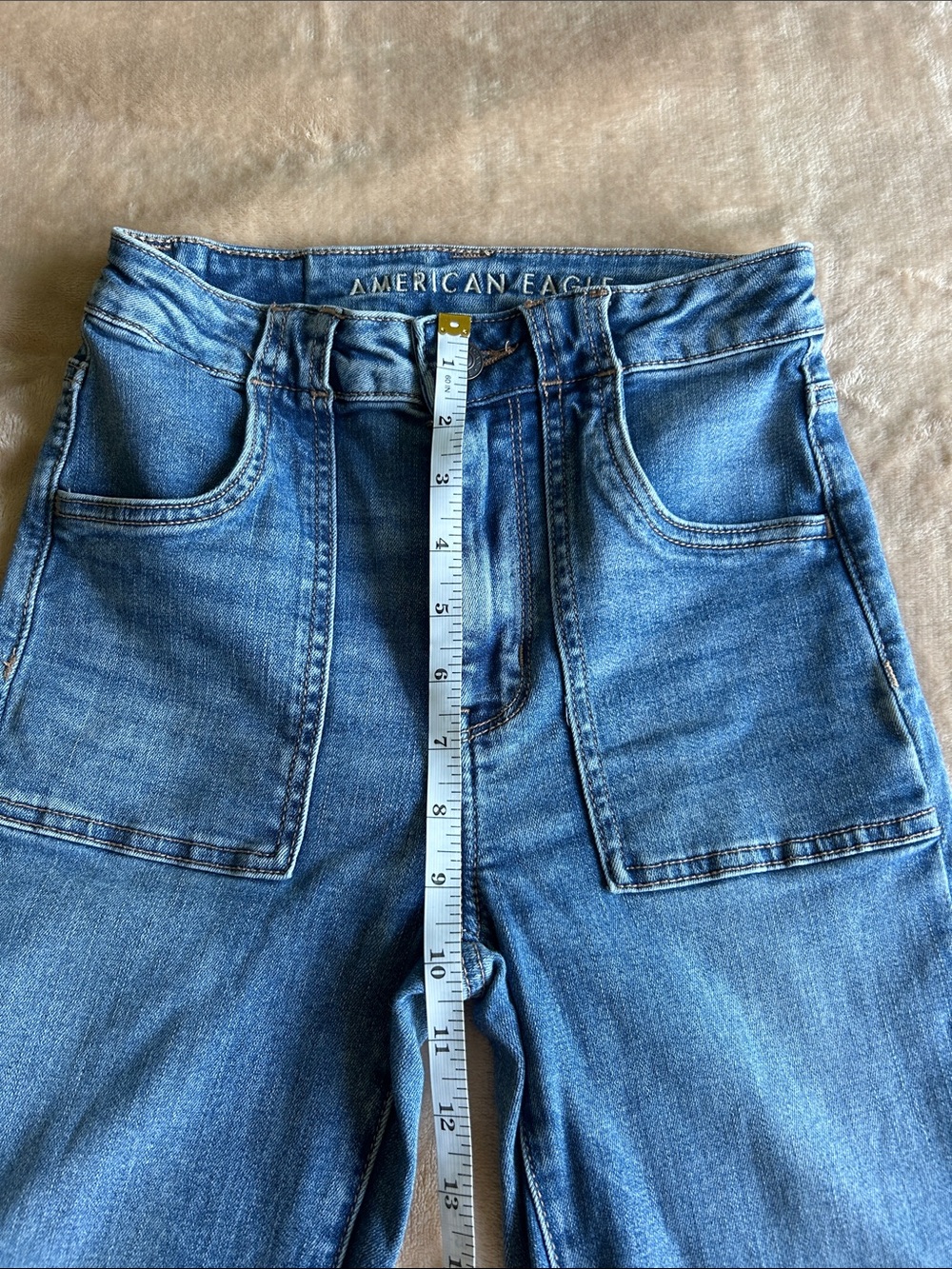 American Eagle Outfitters Women's Blue High-Rise Flare Jeans - Picture 5 of 8